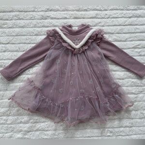 Purple girls winter princess tutu dress